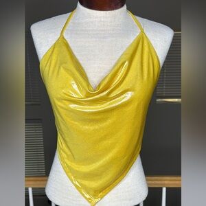 Sexy Shimmery Yellow Halter Top Size Small/ Medium